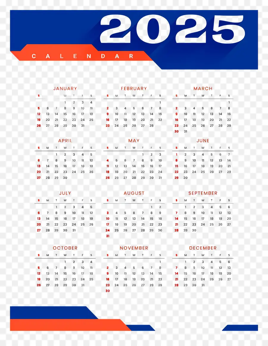 Calendrier 2025，Année PNG