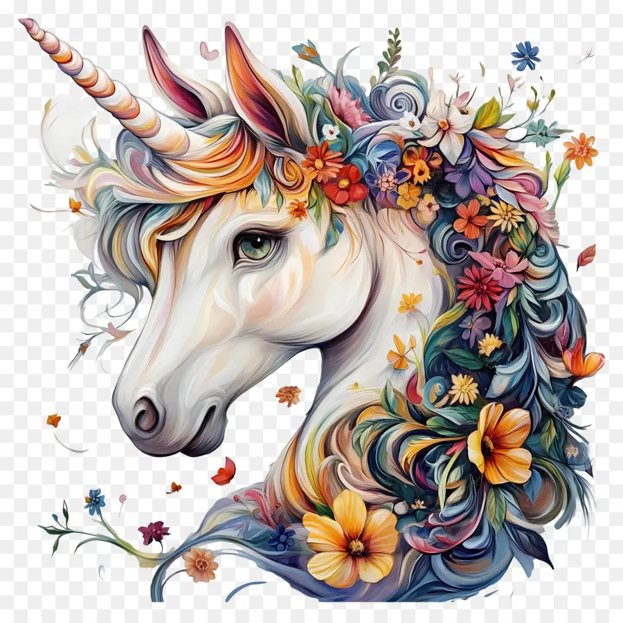 Licorne Florale，Licorne PNG