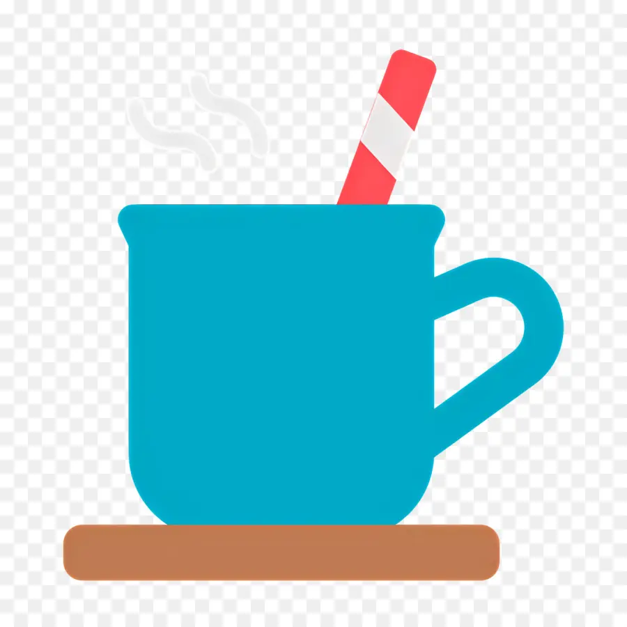 Chocolat Chaud De Noël，Mug Bleu Avec Paille PNG