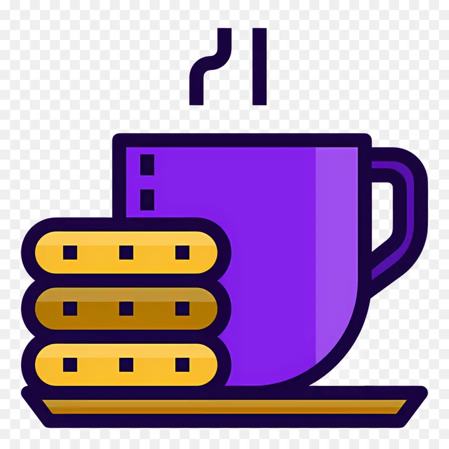 Chocolat Chaud Et Biscuits，Tasse Violette Avec Biscuits PNG