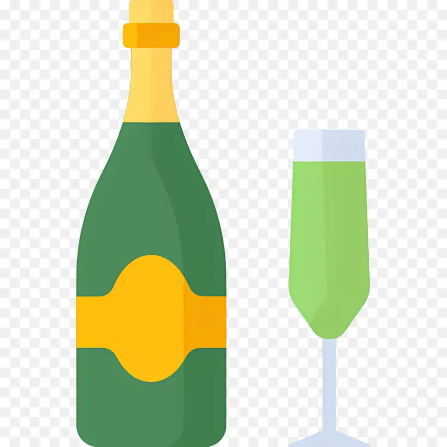 Bouteille De Champagne，Champagne Et Verre PNG