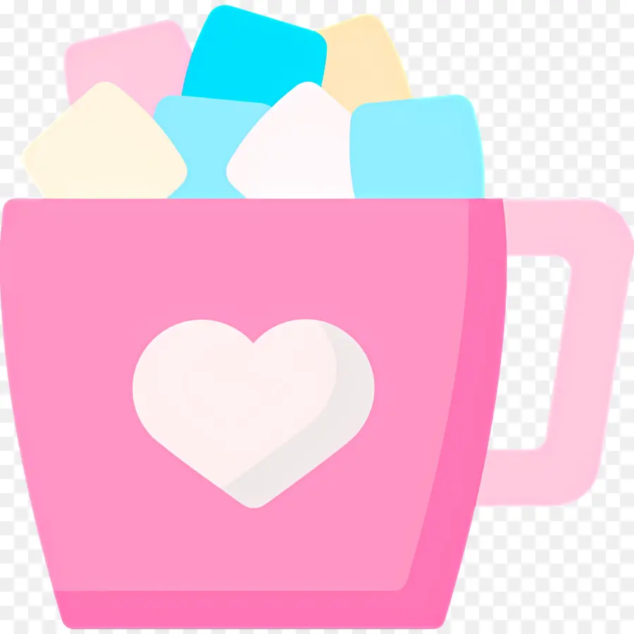 Chocolat Chaud à La Guimauve，Tasse Rose PNG