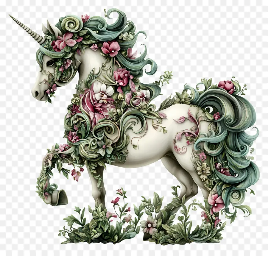 Licorne Florale，Licorne PNG