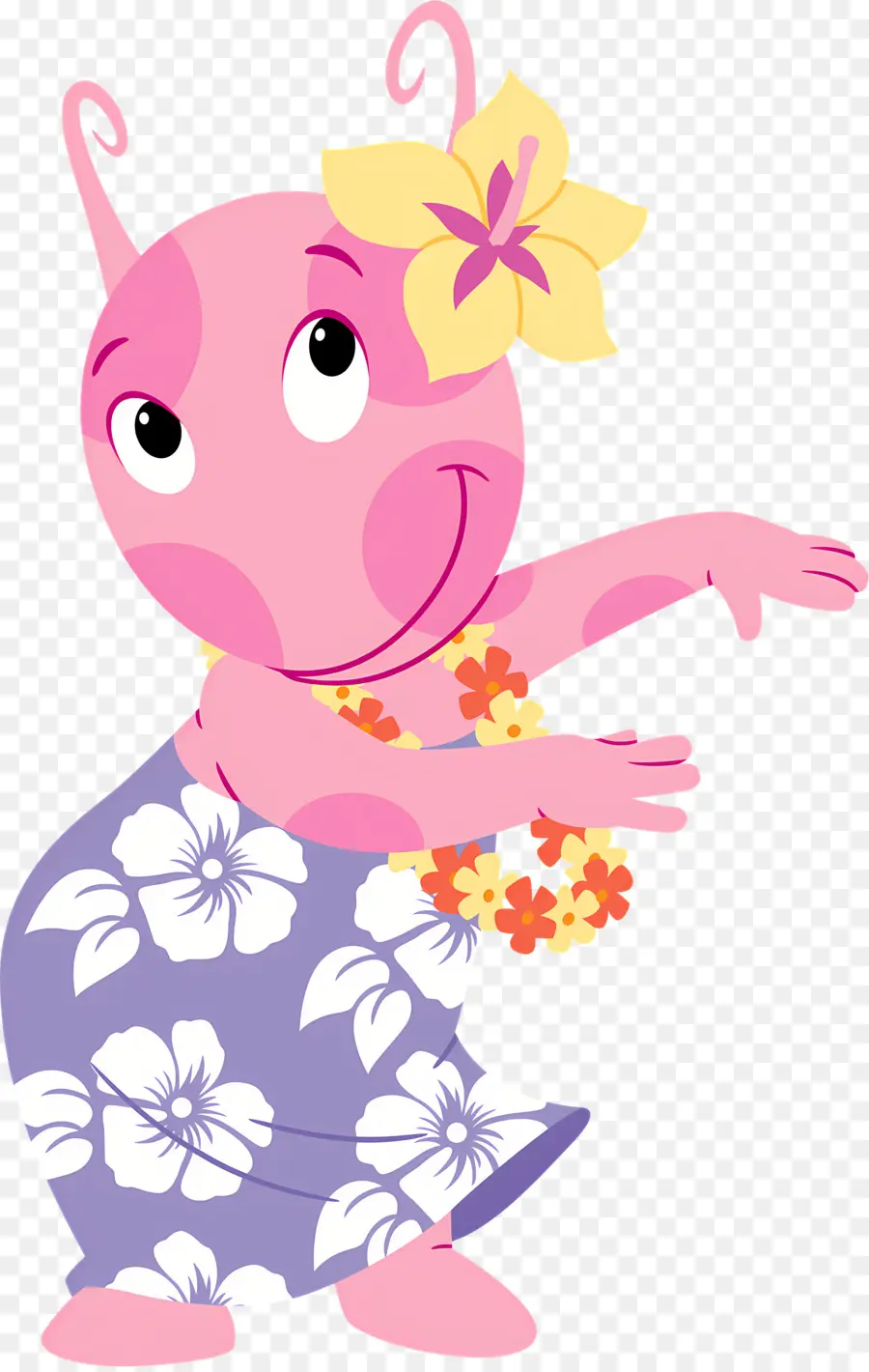 Les Mélodilous，Personnage Rose Avec Fleur PNG