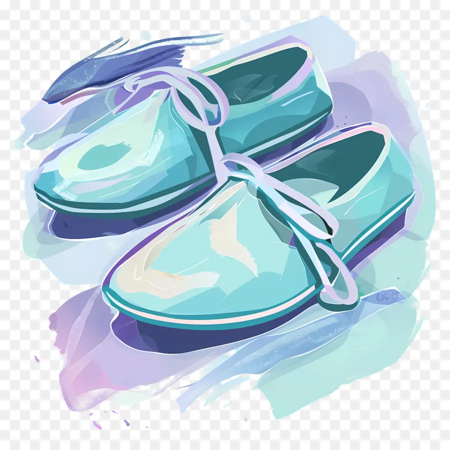 Chaussures Aquarelle，Chaussures Bleues PNG