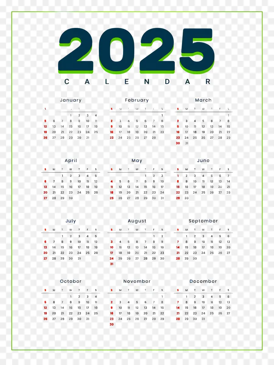 Calendrier 2025，Année PNG