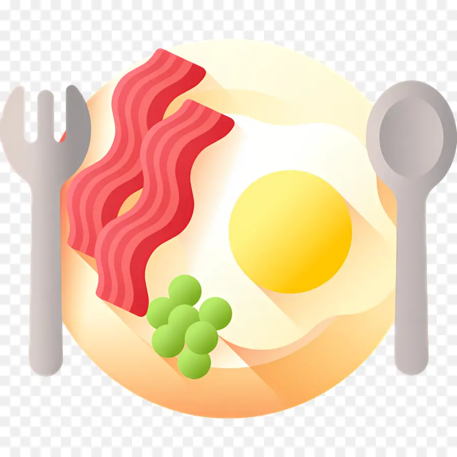 Bacon Et œufs，Assiette De Petit Déjeuner PNG