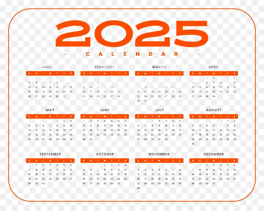 Calendrier 2025，Année PNG