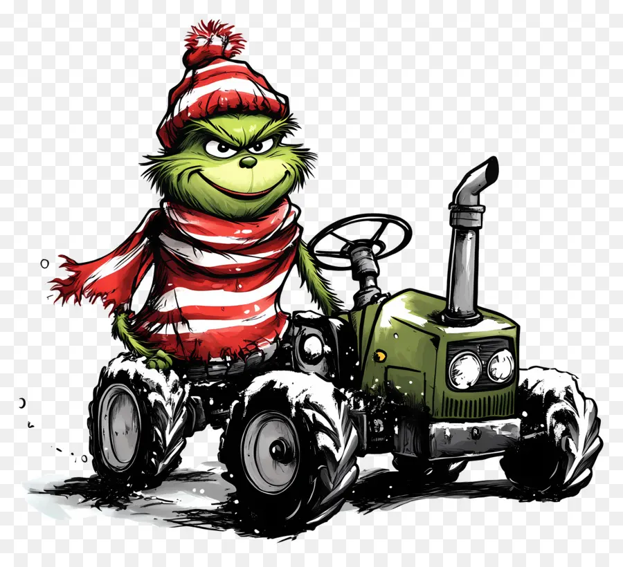 Grinch De Noël，Grinch Sur Le Tracteur PNG