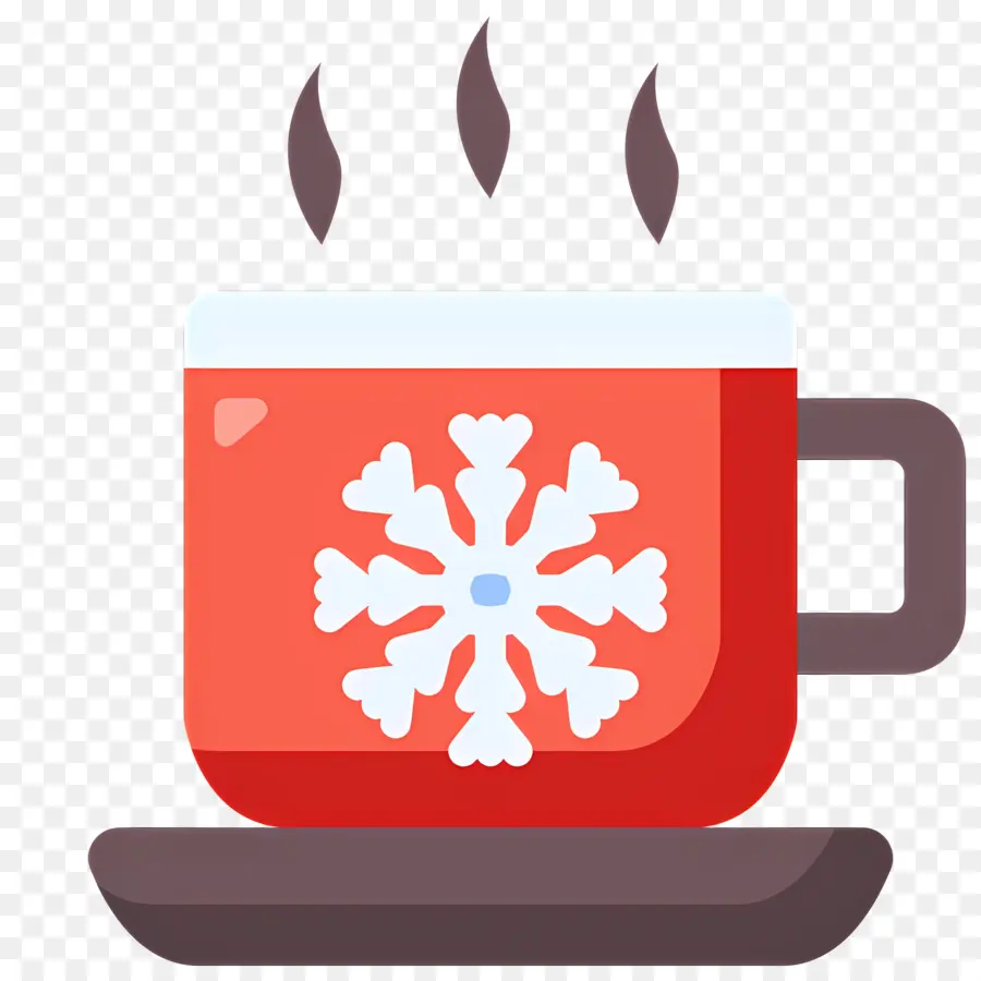 Chocolat Chaud De Noël，Tasse Rouge Avec Flocon De Neige PNG