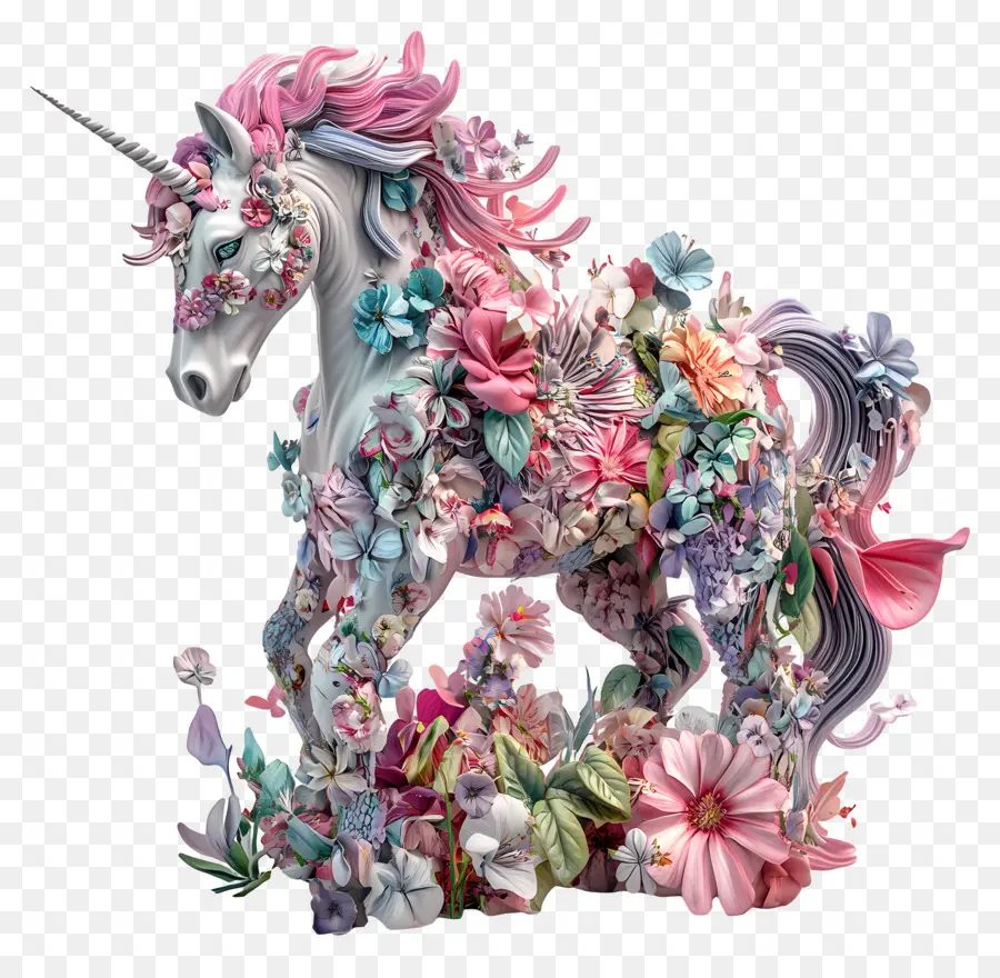 Licorne Florale，Licorne PNG