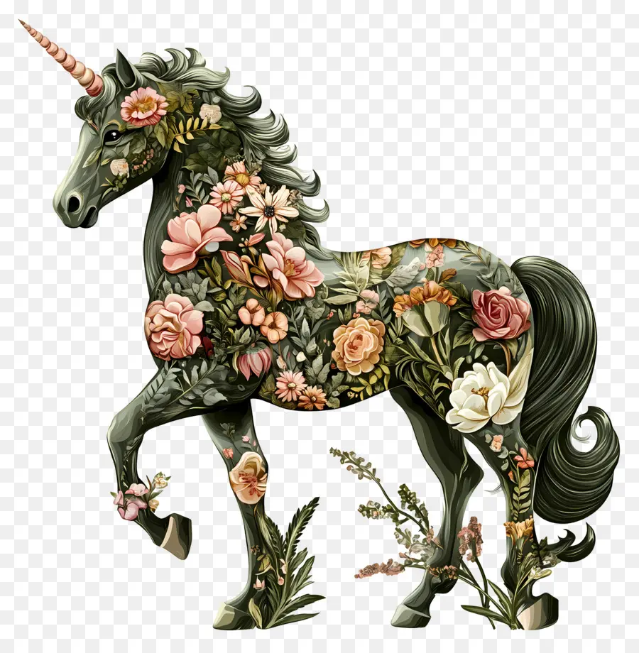 Licorne Florale，Licorne PNG