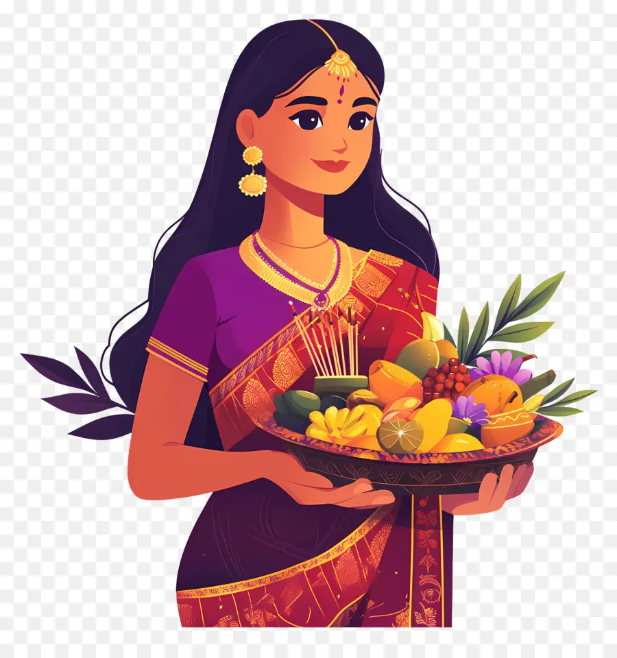 Chhath Puja，Femme En Sari Rouge PNG