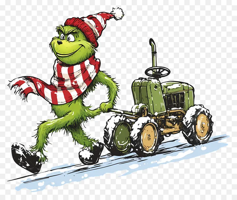 Grinch De Noël，Grinch Sur Le Tracteur PNG