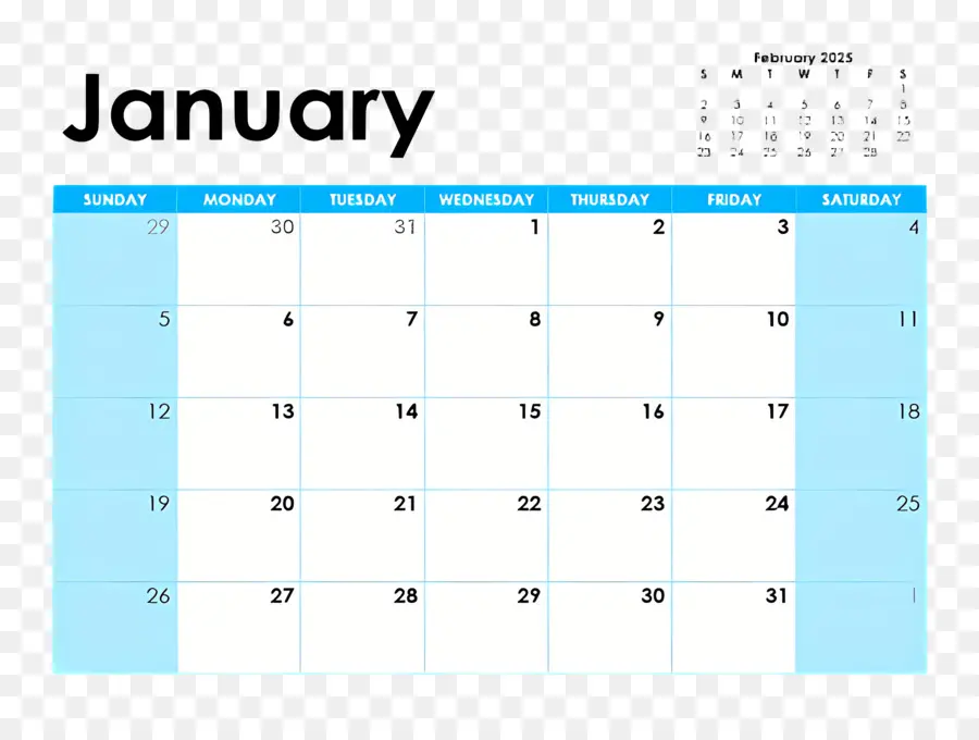 Calendrier De Janvier 2025，Calendrier De Janvier PNG