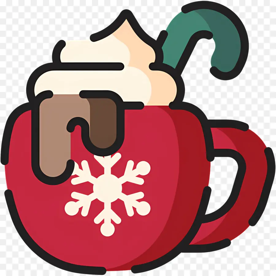 Chocolat Chaud De Noël，Tasse Rouge à La Crème Fouettée PNG