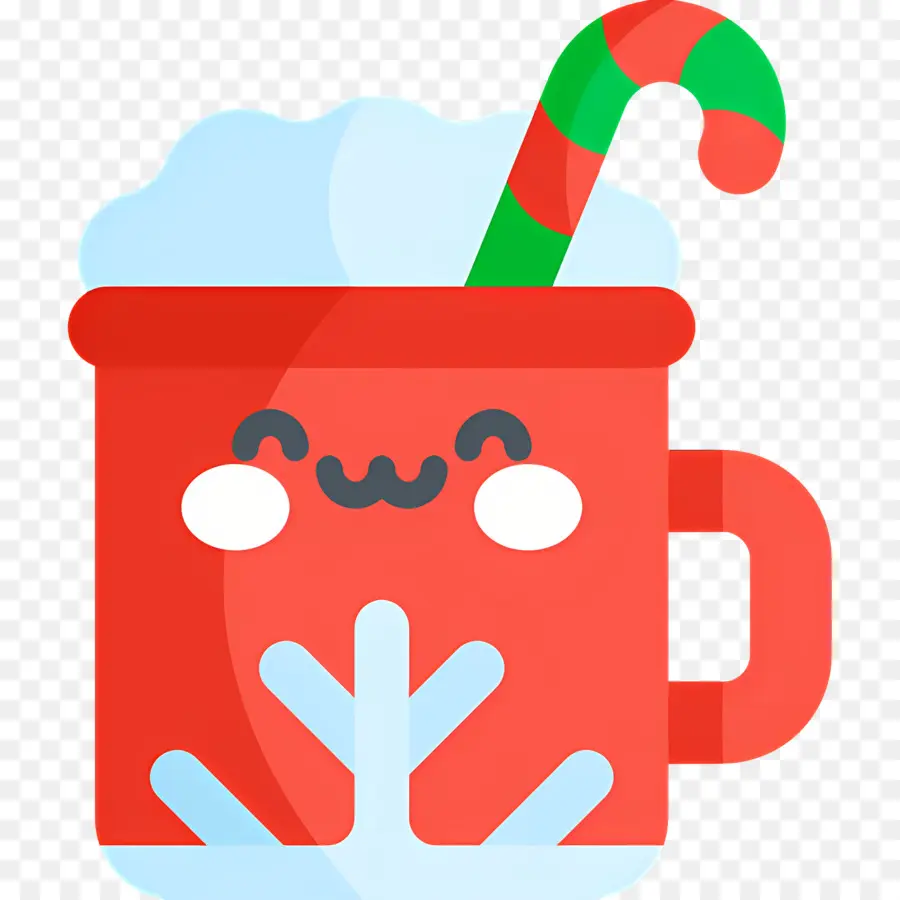 Chocolat Chaud De Noël，Mug Rouge Avec Canne En Bonbon PNG