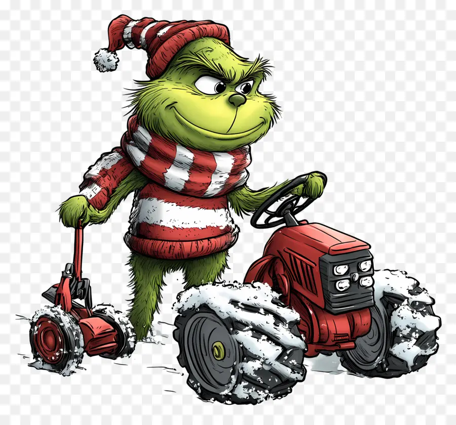 Grinch De Noël，Grinch Sur Le Tracteur PNG