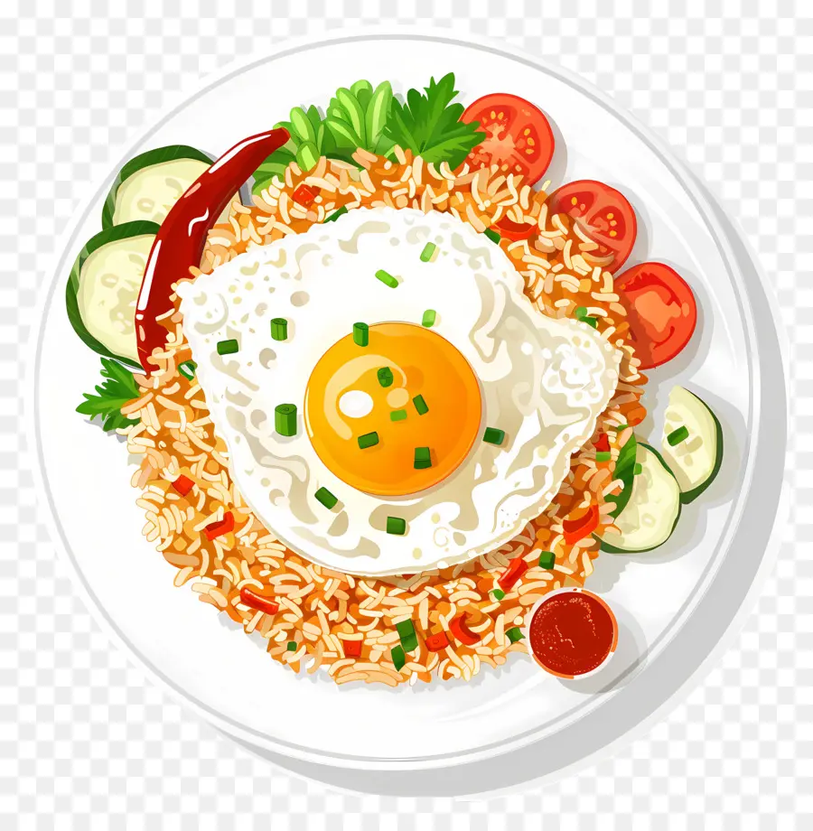 Nasi Goreng，Riz Et œuf Aux Légumes PNG