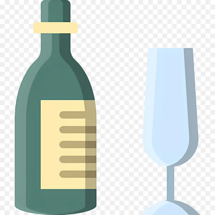 Bouteille De Champagne，Bouteille Et Verre PNG