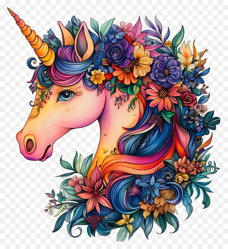 Licorne Florale，Licorne PNG