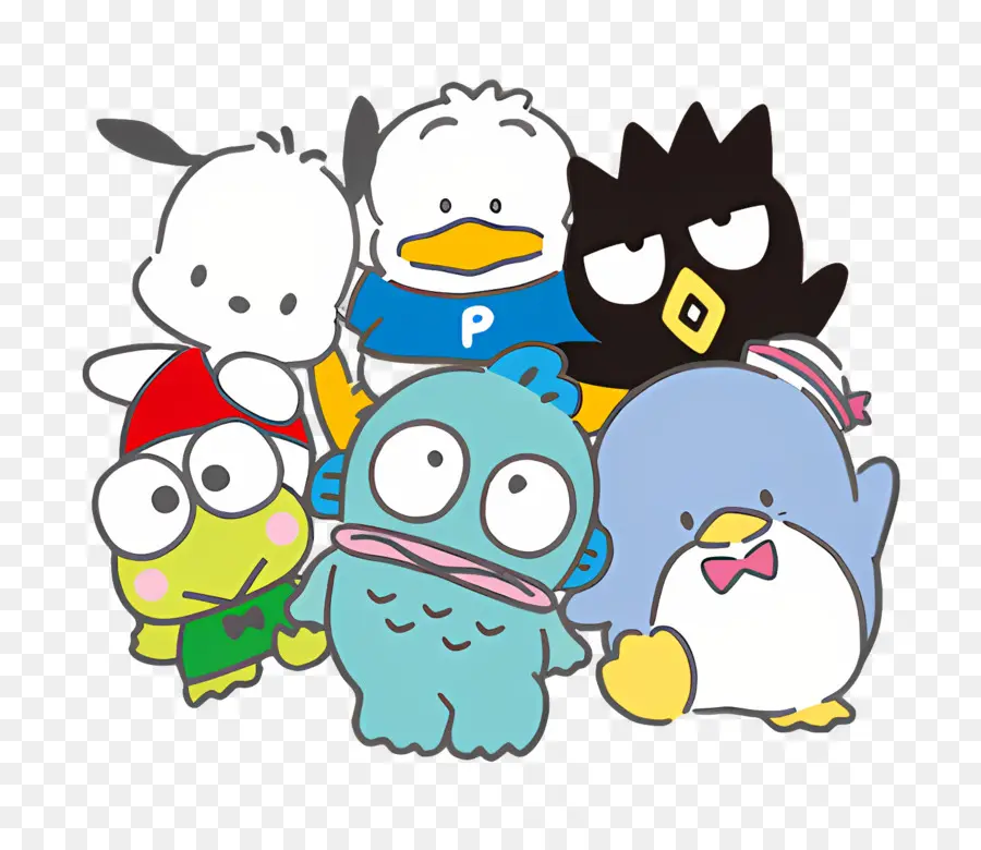 Heureux，Groupe D'animaux De Dessin Animé PNG