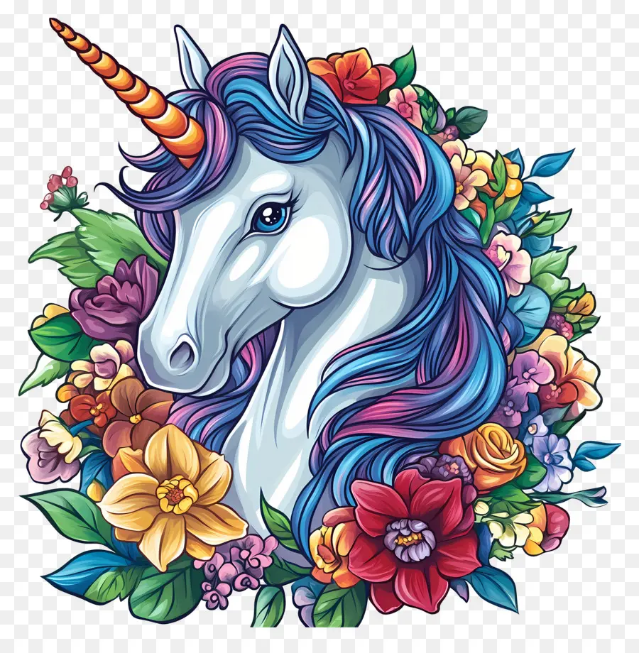 Licorne Florale，Licorne PNG