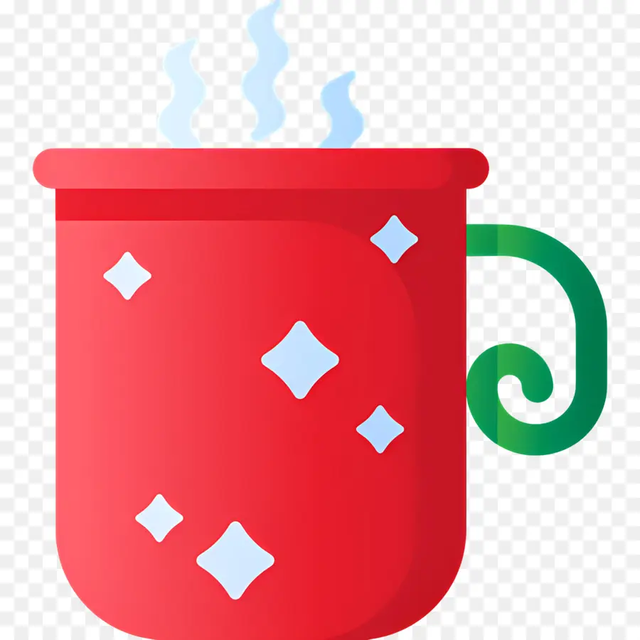 Chocolat Chaud De Noël，Mug Rouge Avec Vapeur PNG