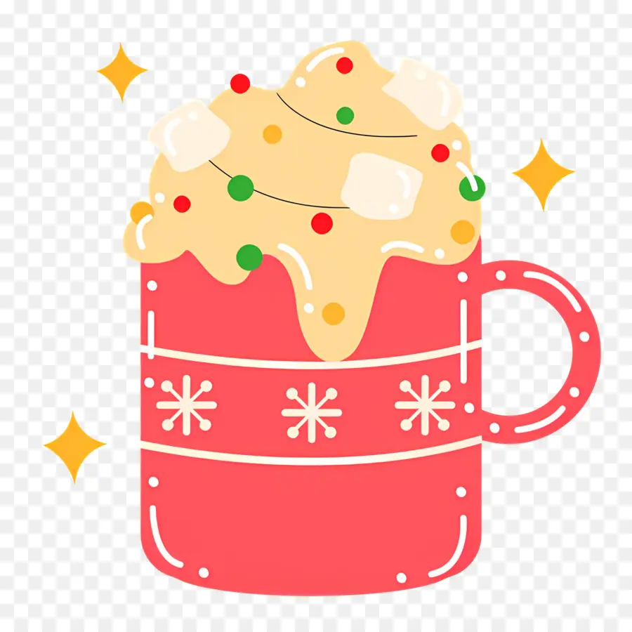 Chocolat Chaud De Noël，Tasse Rouge Aux Guimauves PNG