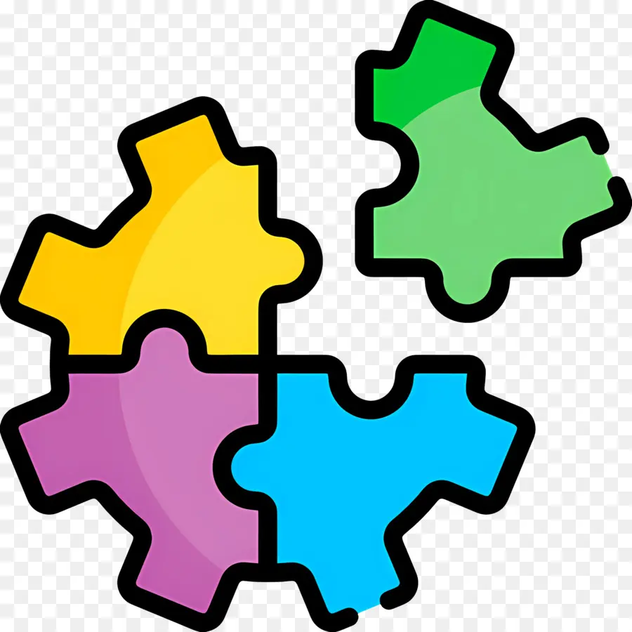 Collaboration，Pièces De Puzzle Colorées PNG