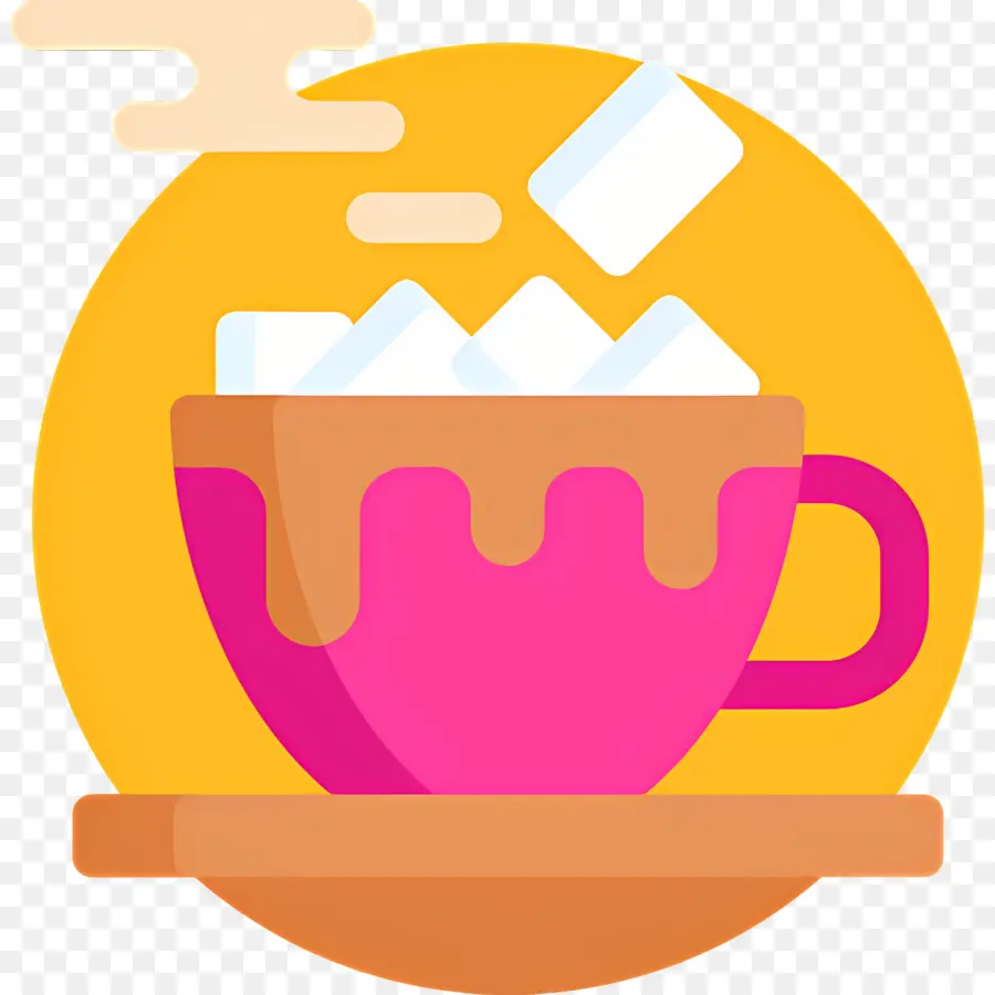 Chocolat Chaud à La Guimauve，Tasse Rose PNG