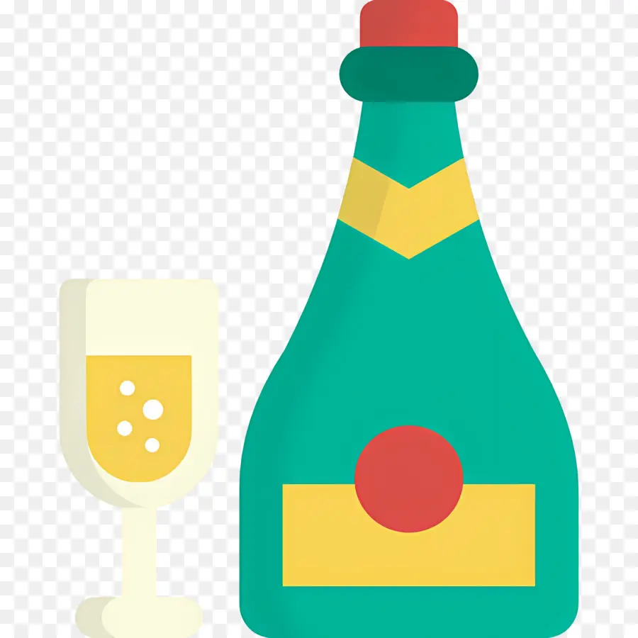 Bouteille De Champagne，Bouteille Et Verre De Champagne PNG