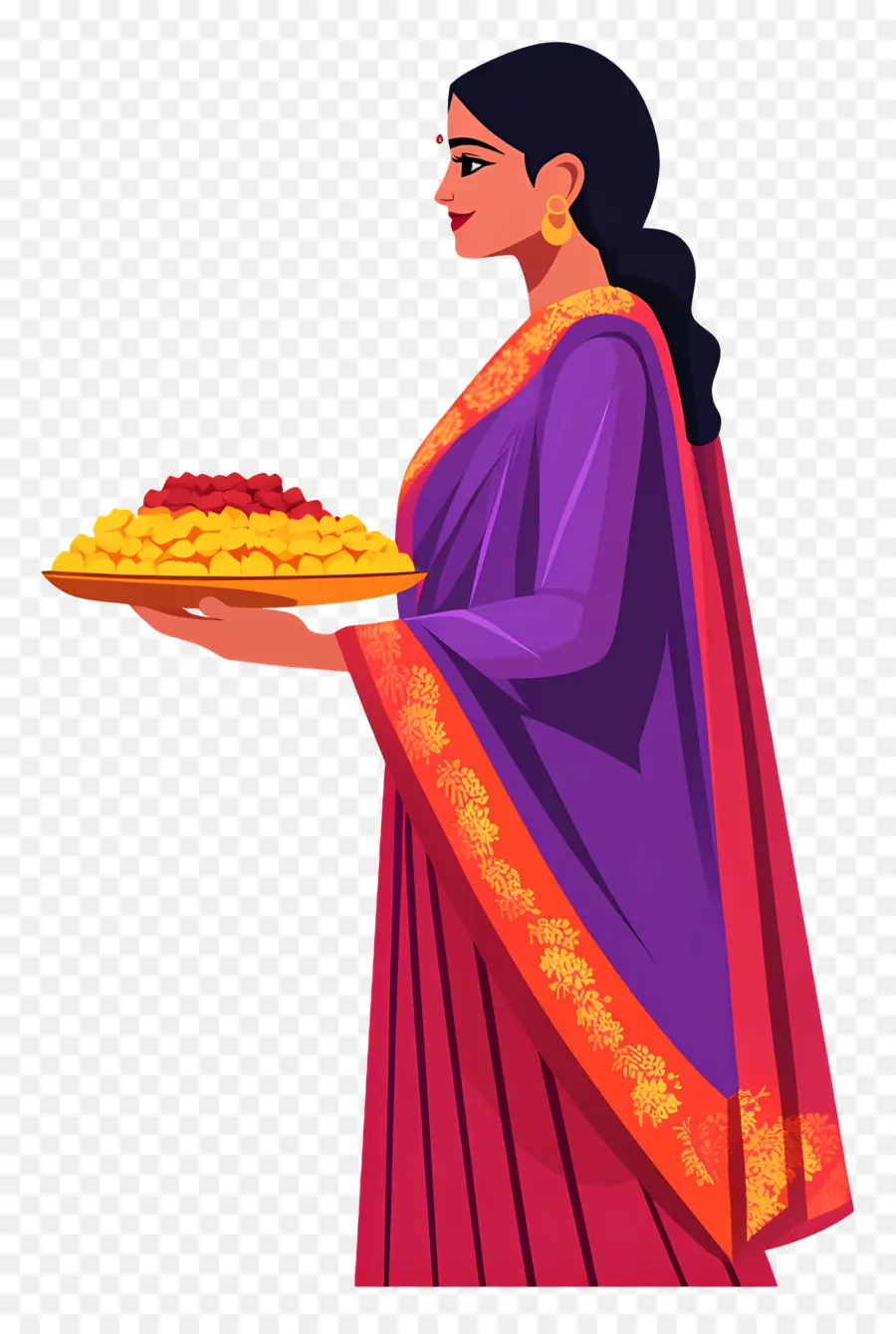 Chhath Puja，Femme En Sari Violet PNG