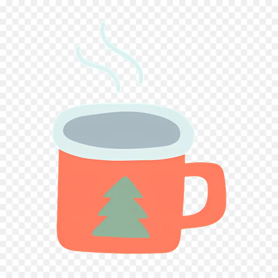 Chocolat Chaud De Noël，Mug Orange Avec Arbre PNG