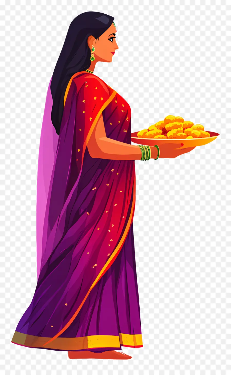 Chhath Puja，Femme En Sari Violet PNG