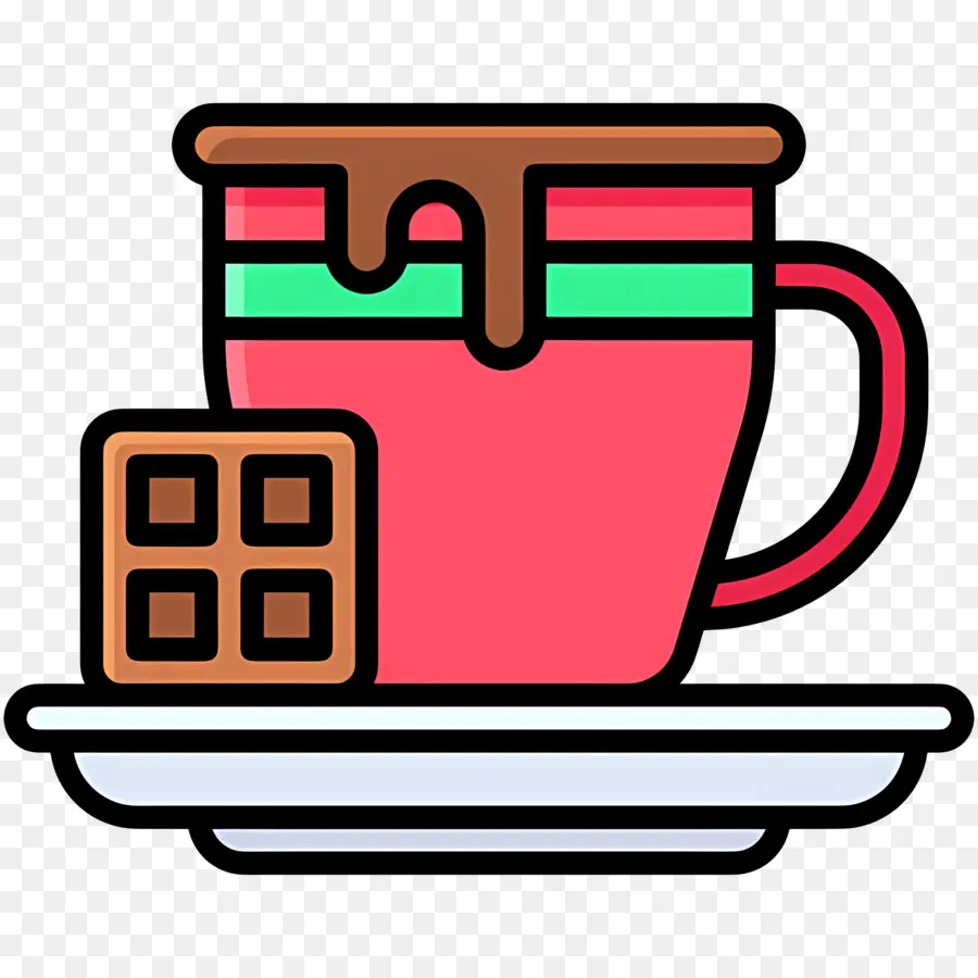 Chocolat Chaud De Noël，Tasse Rouge Avec Du Chocolat PNG