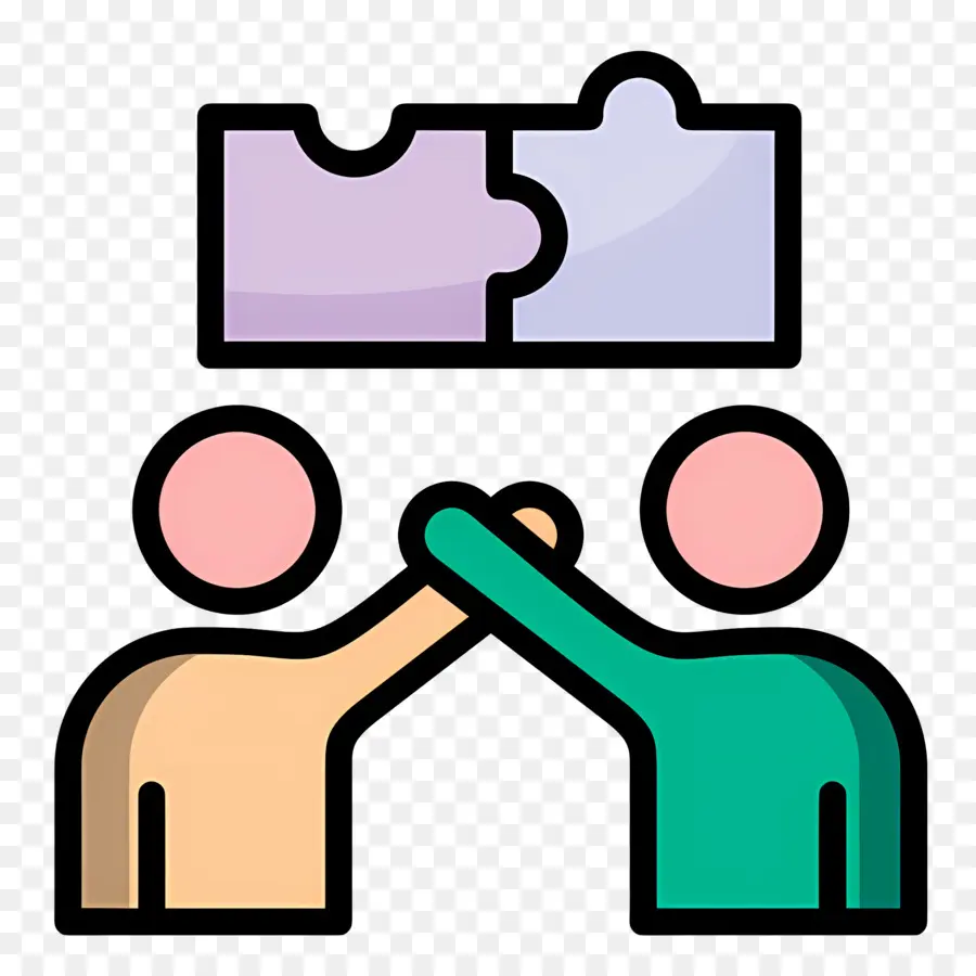 Collaboration，Deux Personnes Avec Un Puzzle PNG