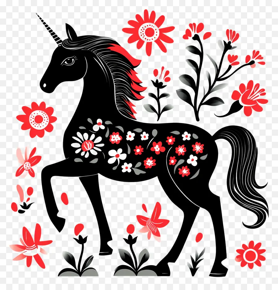 Licorne Florale，Licorne PNG