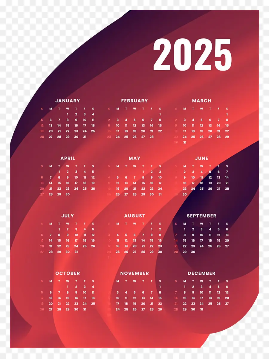 Calendrier 2025，Année PNG