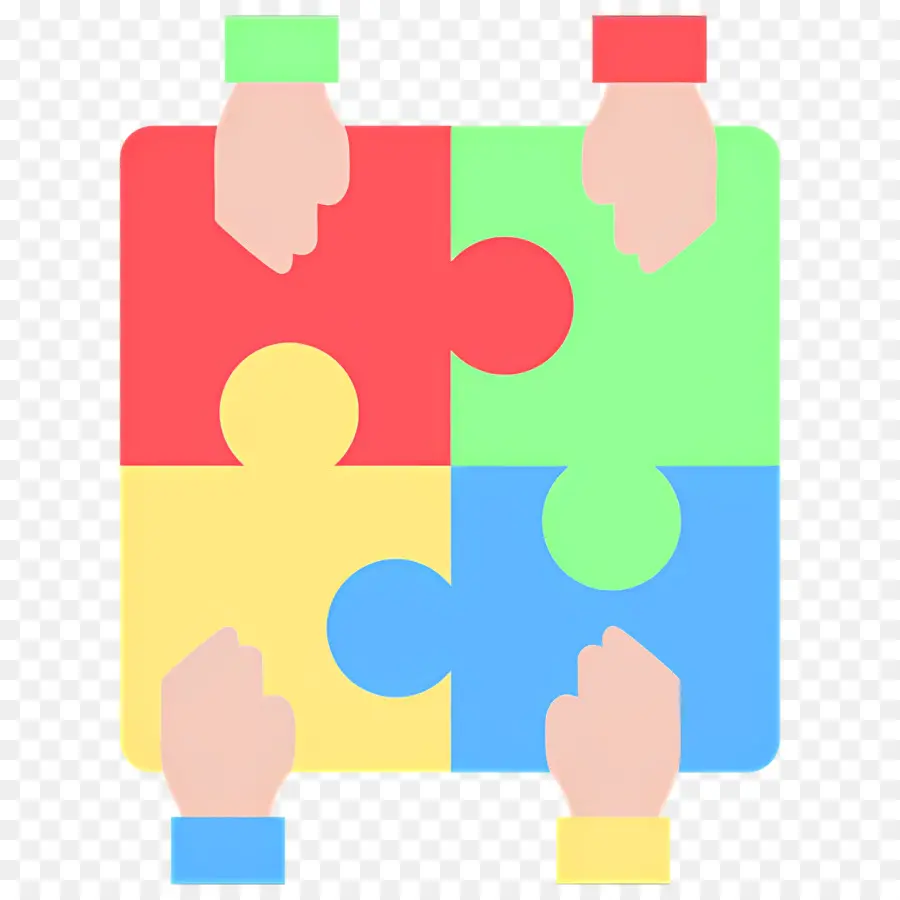 Collaboration，Mains Avec Puzzle PNG