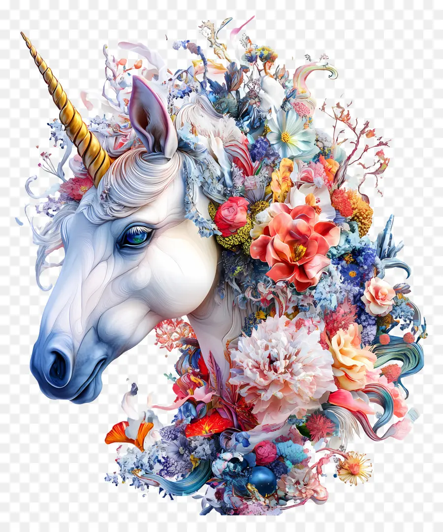 Licorne Florale，Licorne PNG