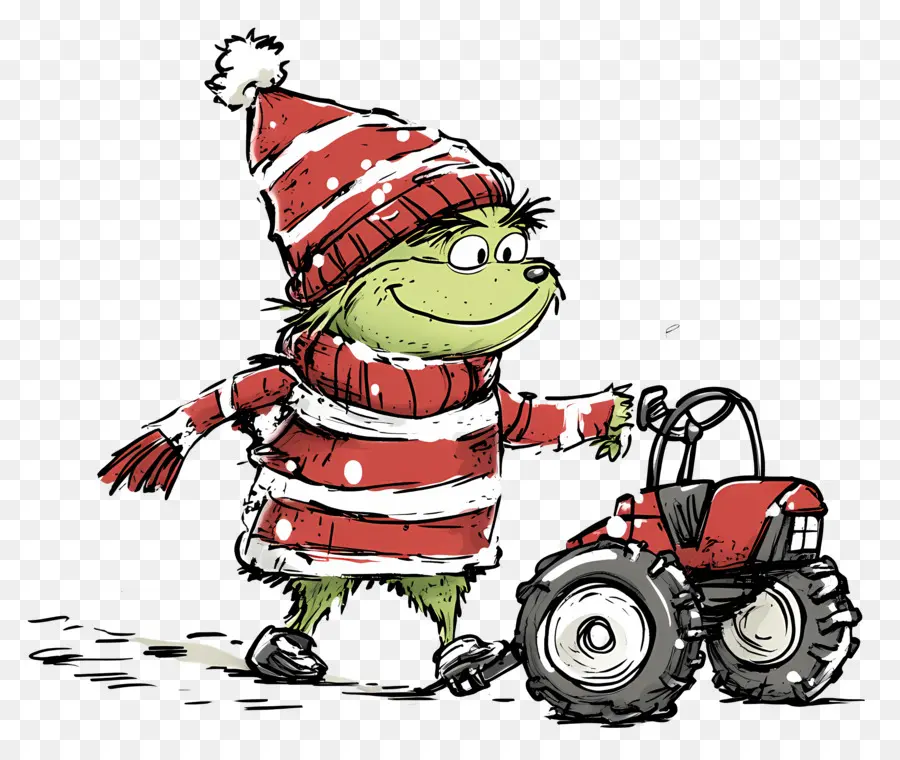 Grinch De Noël，Grinch Sur Le Tracteur PNG