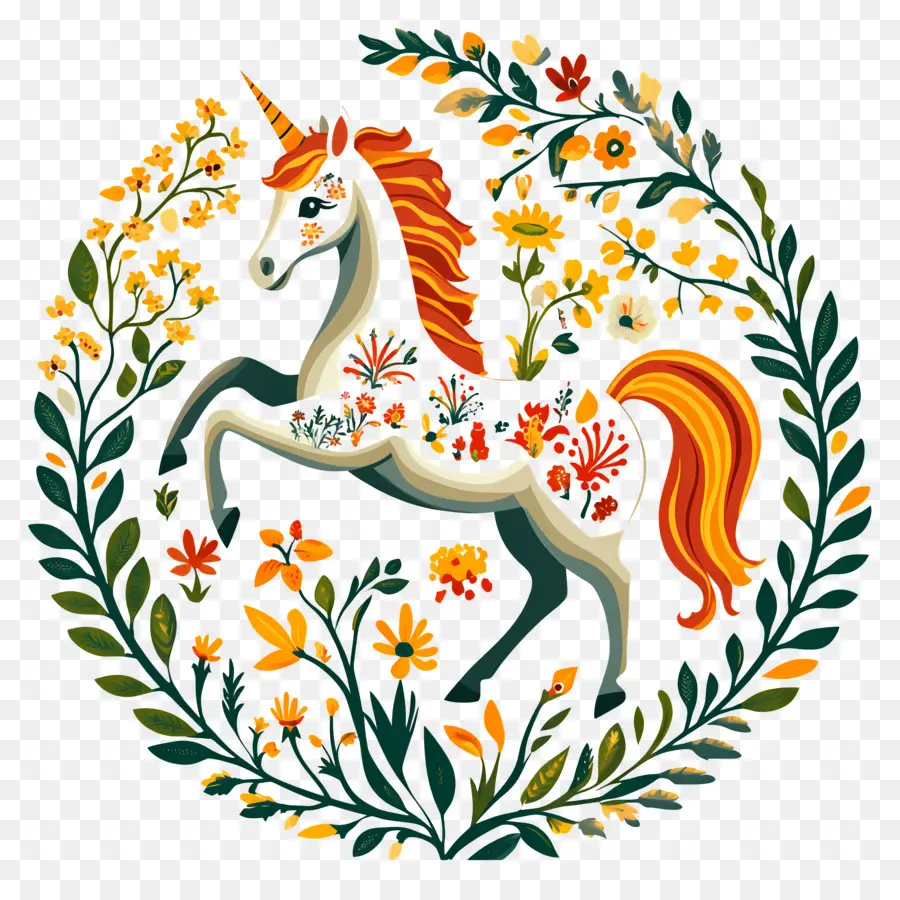 Licorne Florale，Licorne PNG