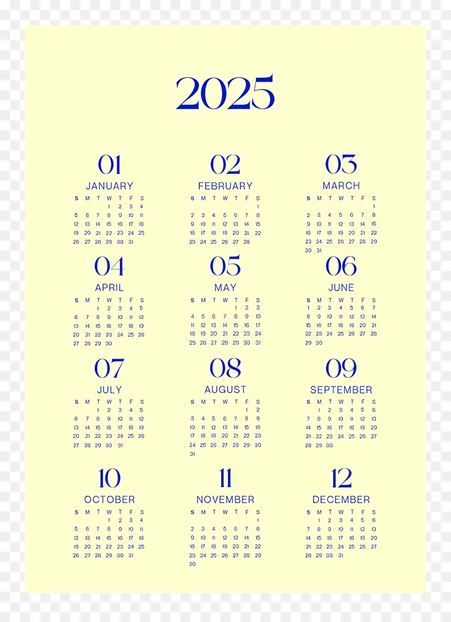 Calendrier 2025，Année PNG