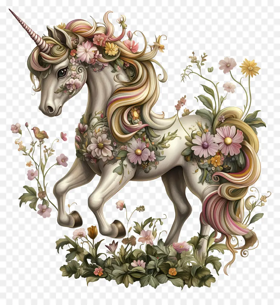 Licorne Florale，Licorne PNG