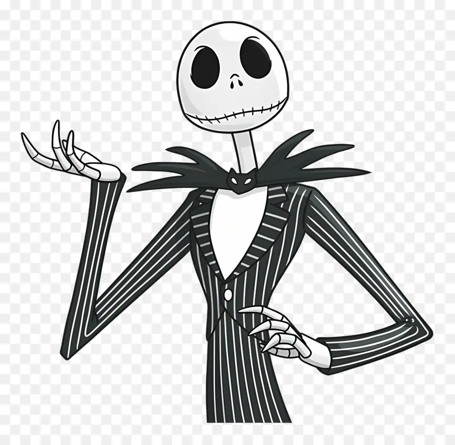 Jack Skellington，Caractère Squelette En Costume Rayé PNG