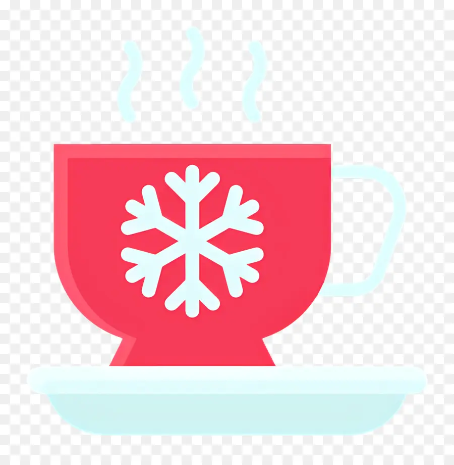 Chocolat Chaud De Noël，Tasse Rouge Avec Flocon De Neige PNG