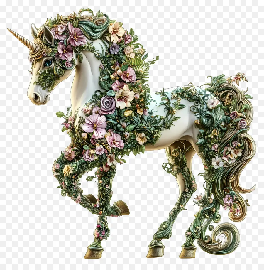 Licorne Florale，Licorne PNG