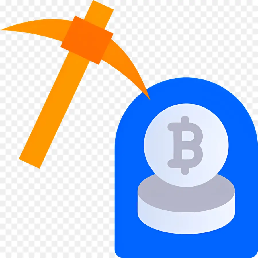 Mineur De Bitcoins，Extraction De Bitcoin Avec Une Pioche Orange PNG