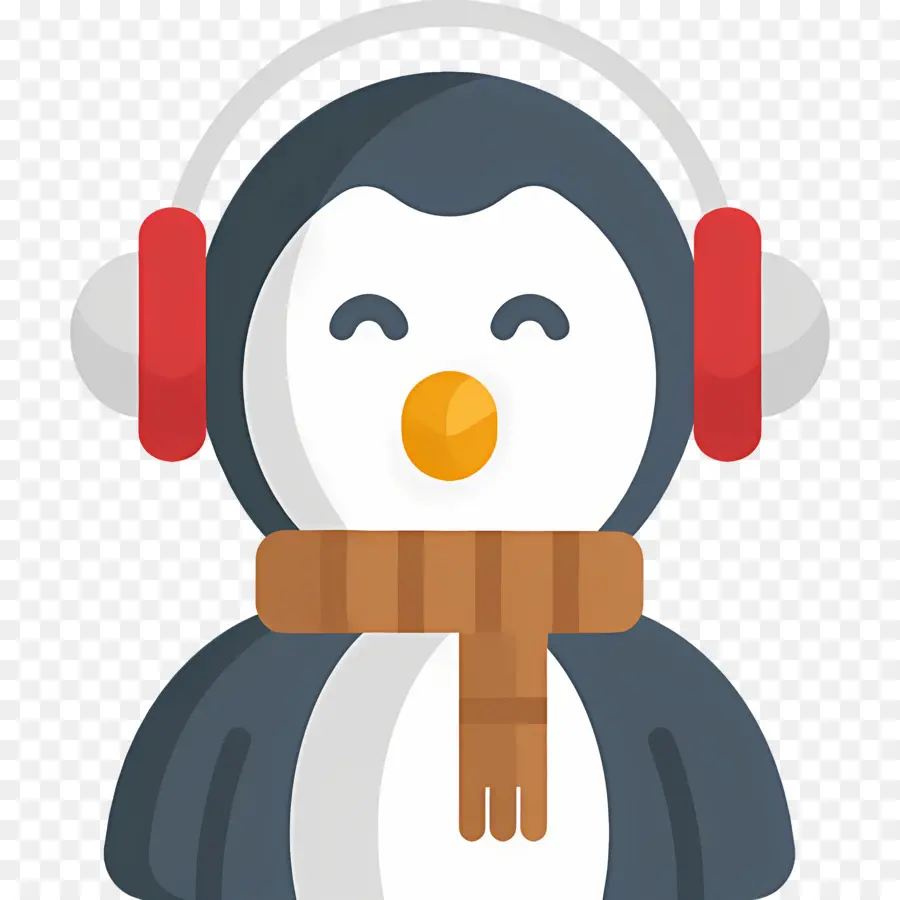 Pingouin De Noël，Pingouin Avec Des écouteurs PNG